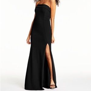NWOT Black strapless fitted dress with slit